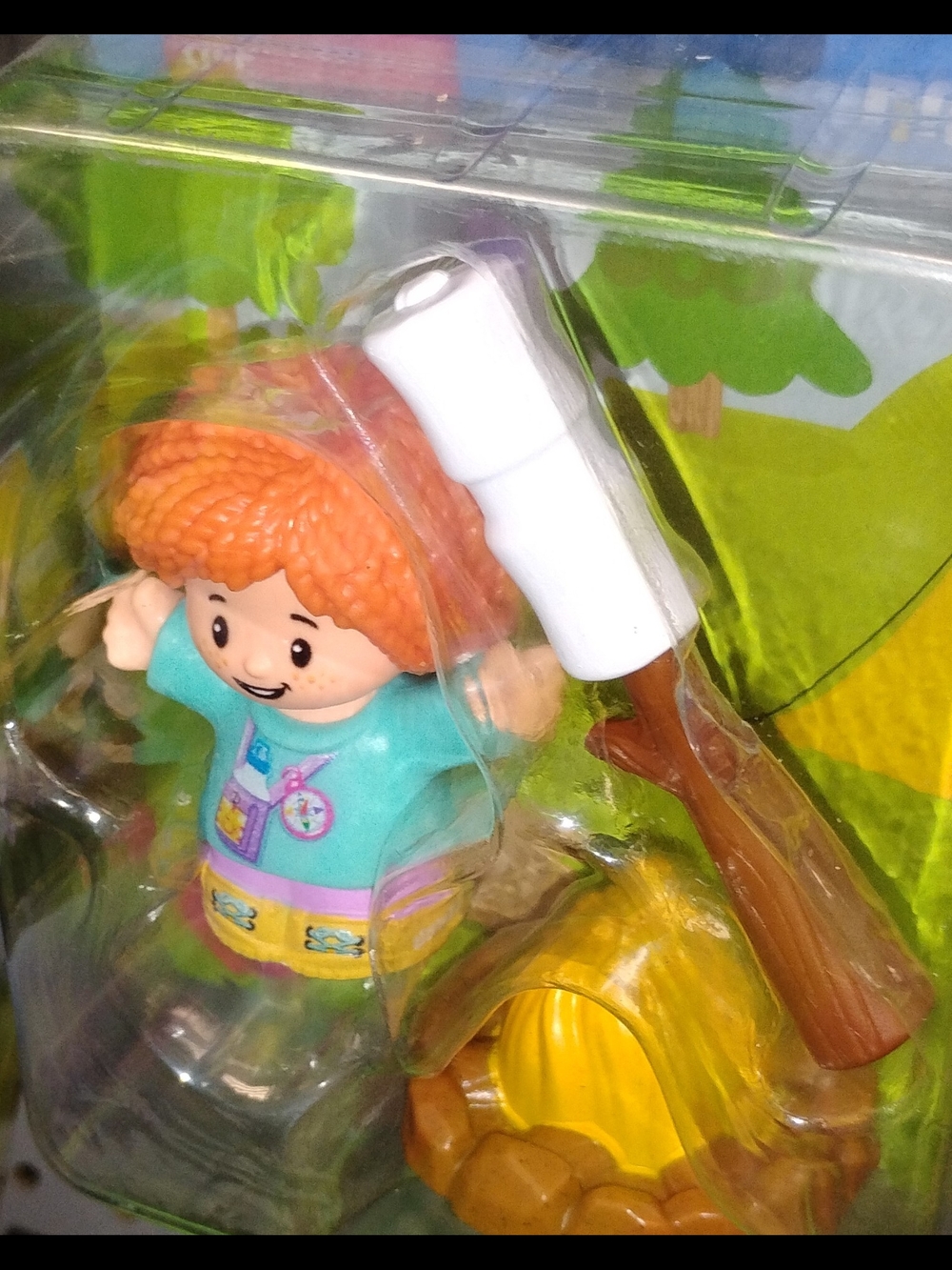 Little PeopleKids Camping Doll Figure with Accessories - Teal Shirt, Orange Hair